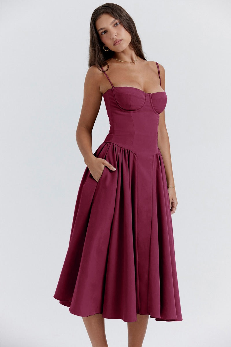 Lucette | Robe Midi Bustier Sans Manches