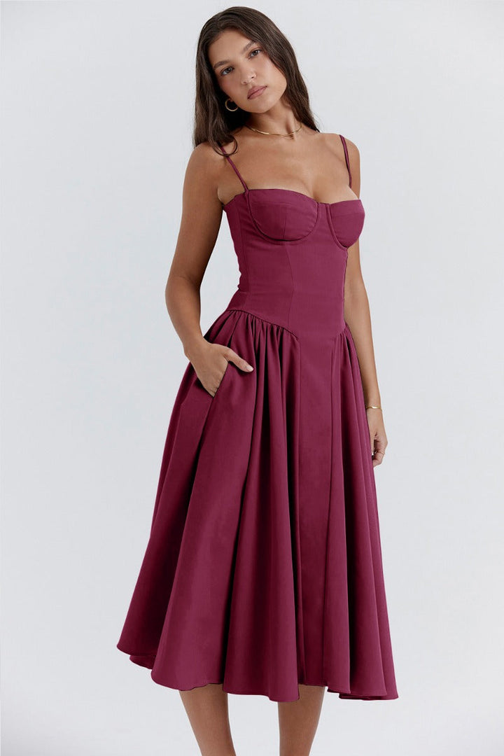 Lucette | Robe Midi Bustier Sans Manches