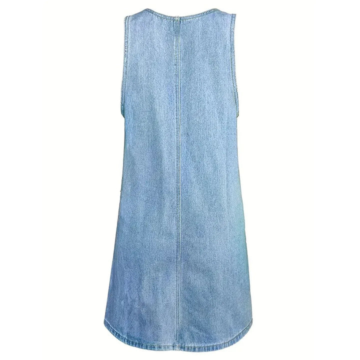 Bernadette™ | Robe en denim sans manches avec fronces