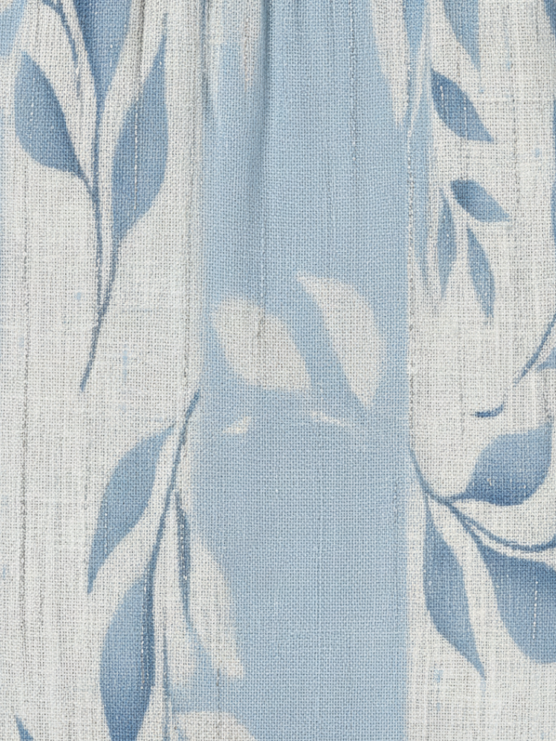 Julia | Robe Midi Sans Manches avec Motifs de Feuilles Bleues