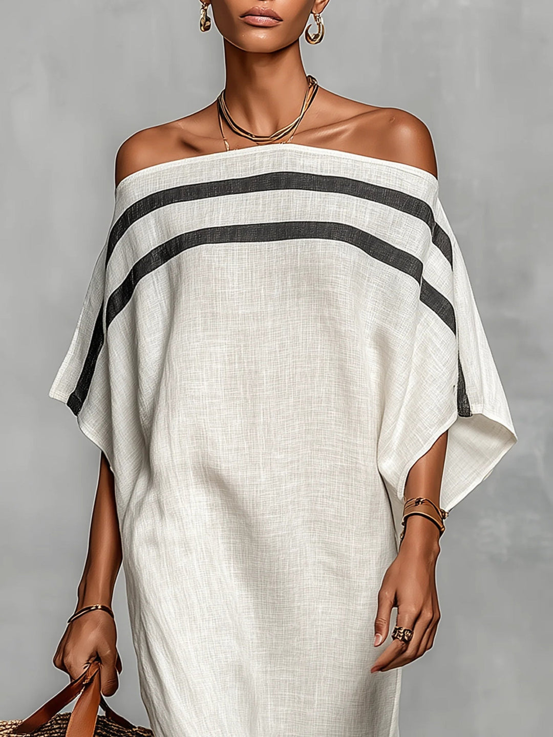 Rémi | Robe Maxi Hors Épaule avec Manches Chauve-Souris