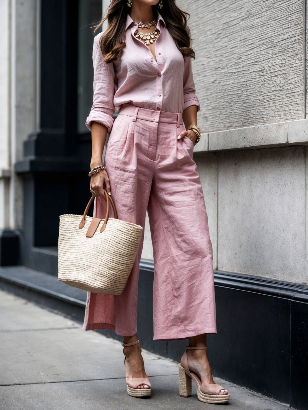 Ambre - Look Chic Décontracté Rose