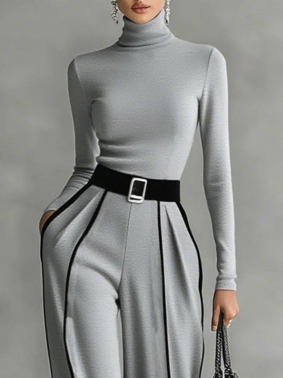Florence - Ensemble Chic avec Col Montant & Pantalon Large