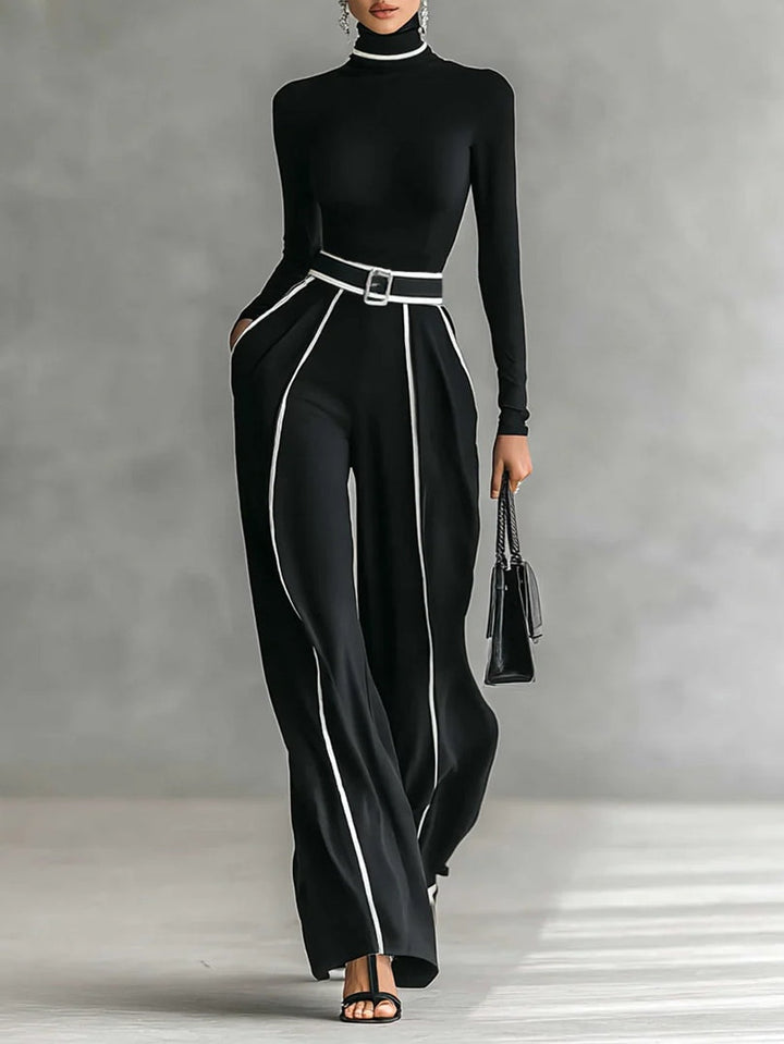Florence - Ensemble Chic avec Col Montant & Pantalon Large