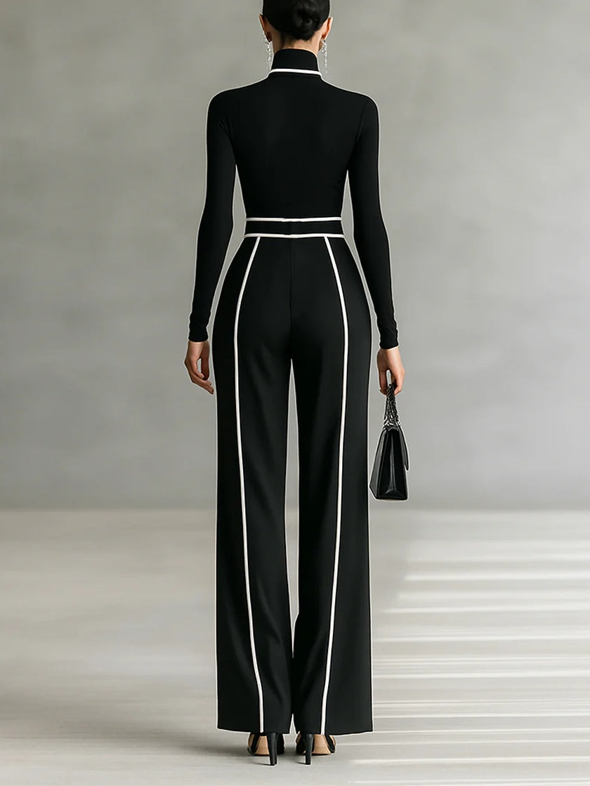 Florence - Ensemble Chic avec Col Montant & Pantalon Large