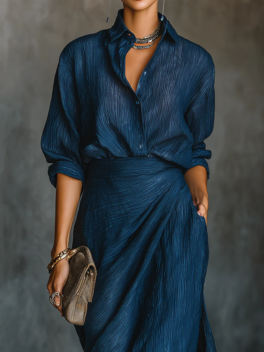 Frédérique | Ensemble Élégant Blouse & Jupe Longue
