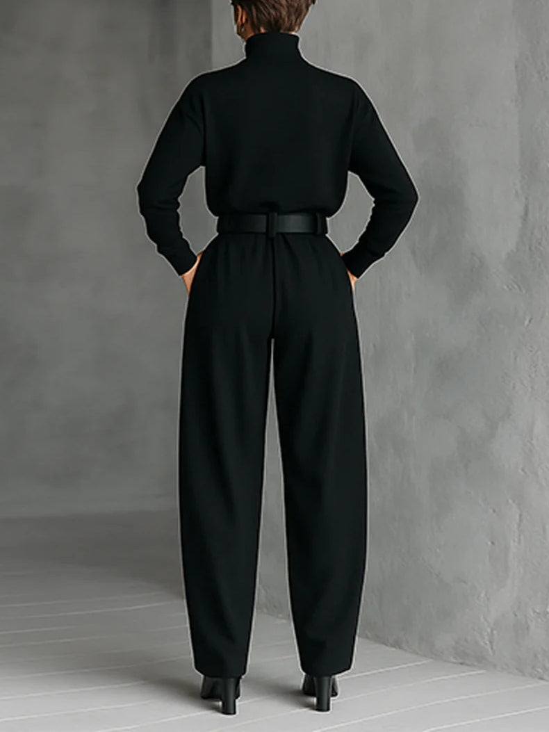 Perpétue - Ensemble Noir avec Col Montant & Pantalon