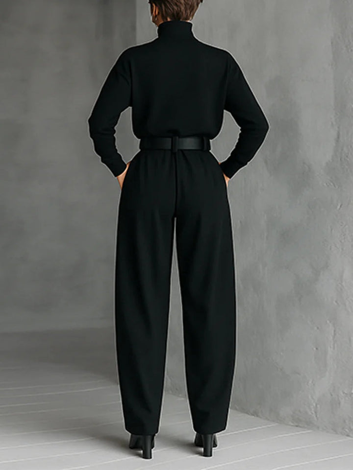 Perpétue - Ensemble Noir avec Col Montant & Pantalon