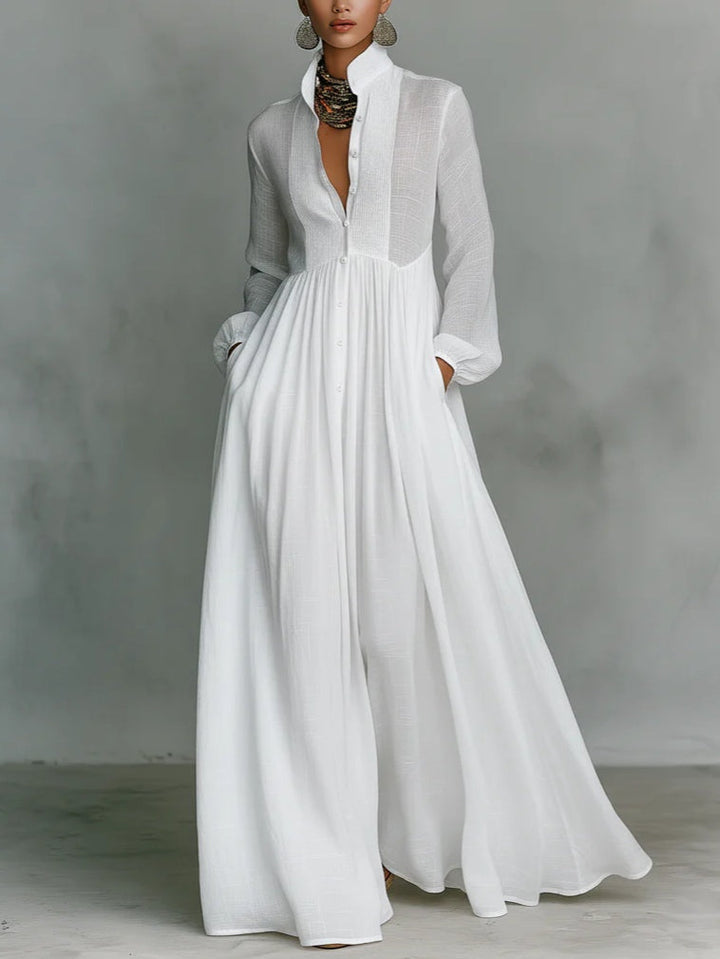 Étiennette | Robe Maxi Minimaliste avec Col Haut