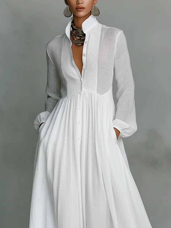 Étiennette | Robe Maxi Minimaliste avec Col Haut