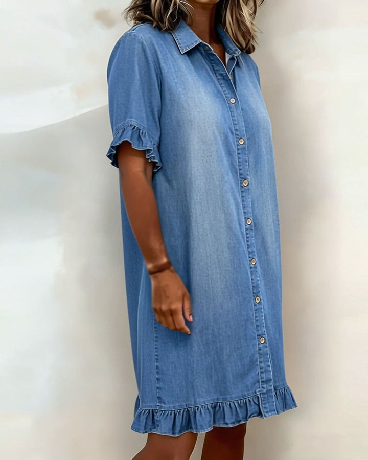 Ondine | Robe en denim confortable avec drapé flatteur