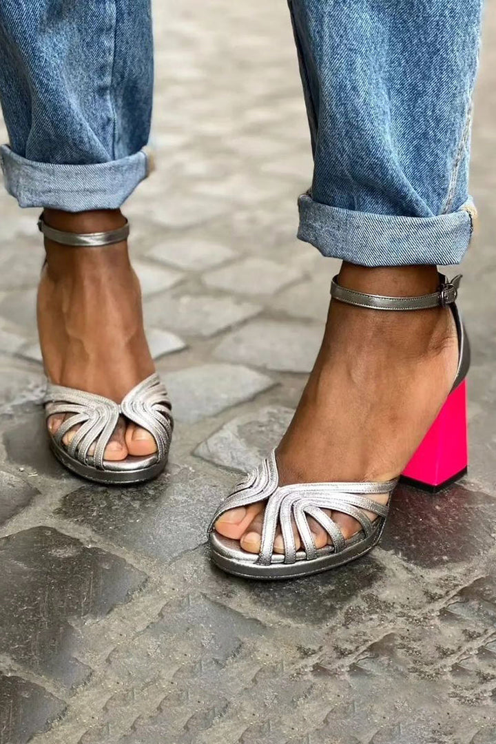 Muriel | Sandales à talons carrés brillants