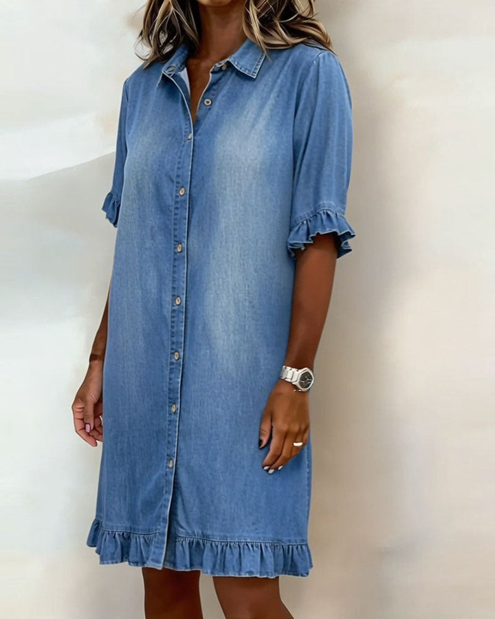 Ondine | Robe en denim confortable avec drapé flatteur