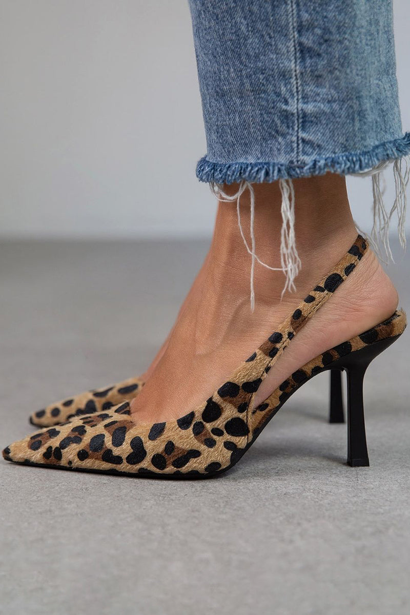 Régine | Escarpins kaki avec imprimé léopard et bout pointu
