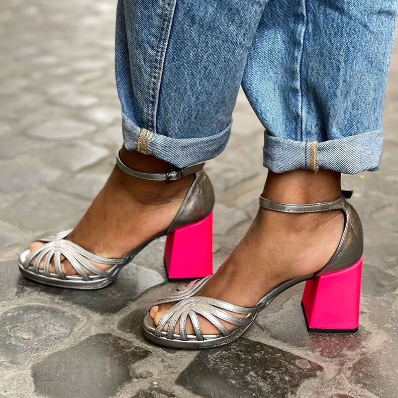 Muriel | Sandales à talons carrés brillants