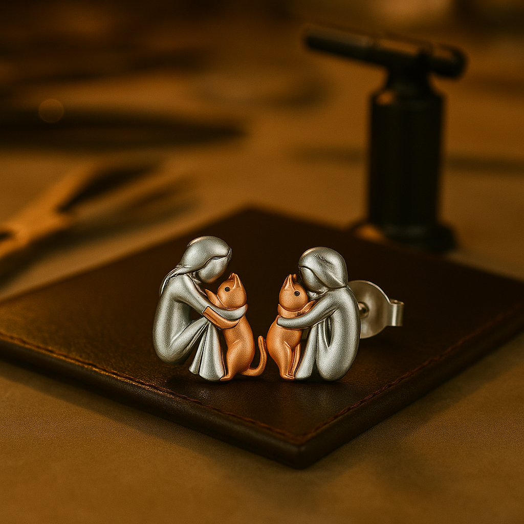 Chat en Câlin - Boucles d'Oreilles