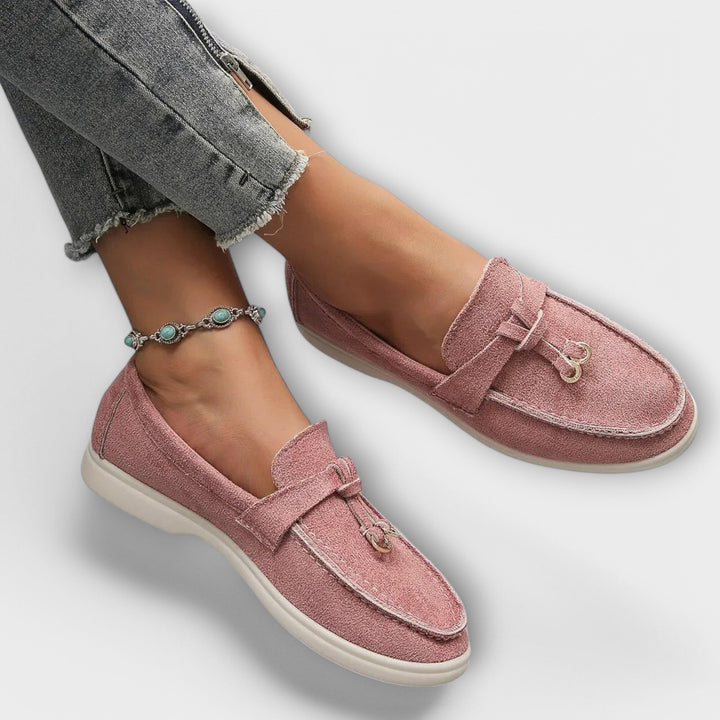 Mocassins Beige pour Femmes avec Lacets Décoratifs
