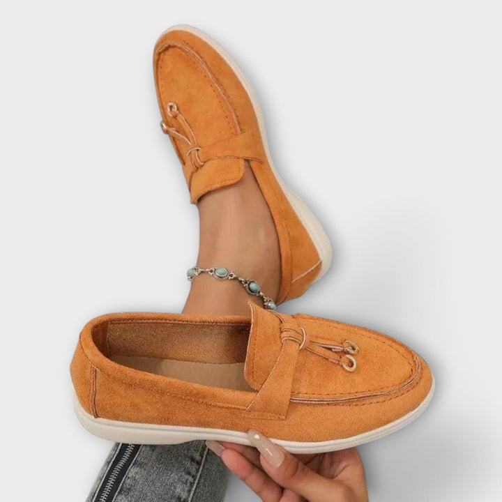 Mocassins Beige pour Femmes avec Lacets Décoratifs