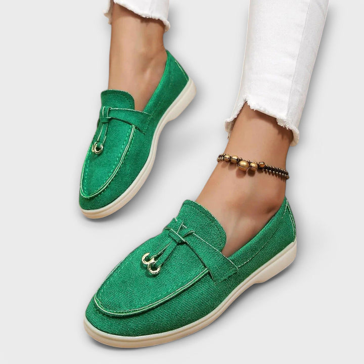 Mocassins Beige pour Femmes avec Lacets Décoratifs