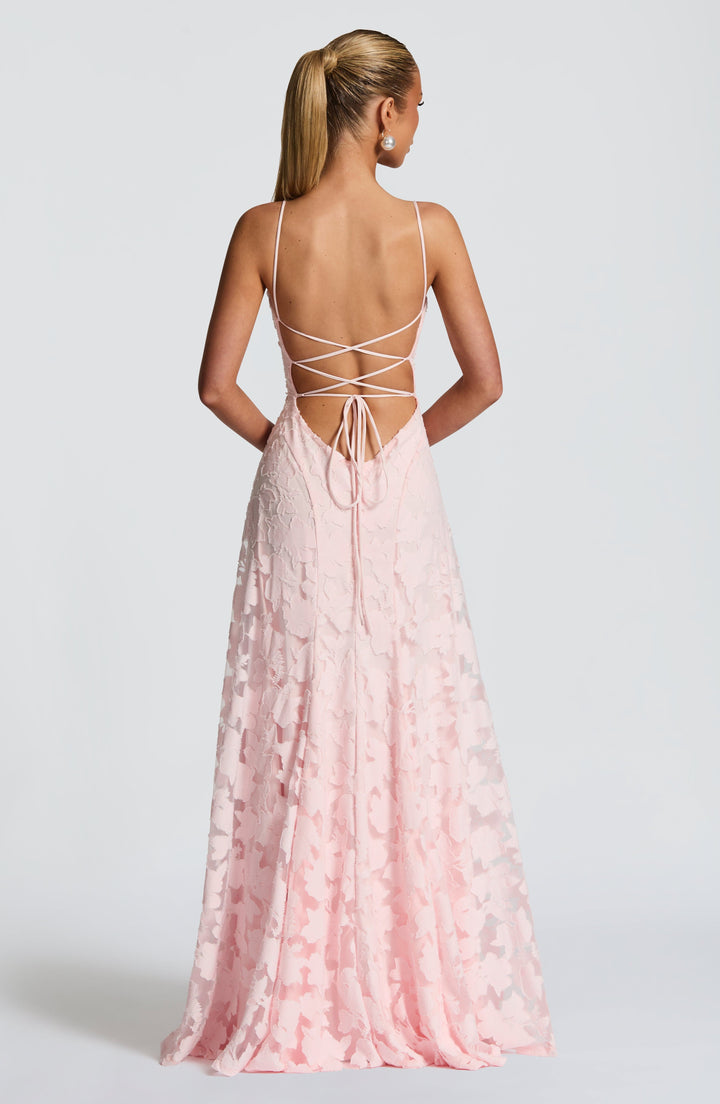 Simone | Robe maxi avec décolleté cascade