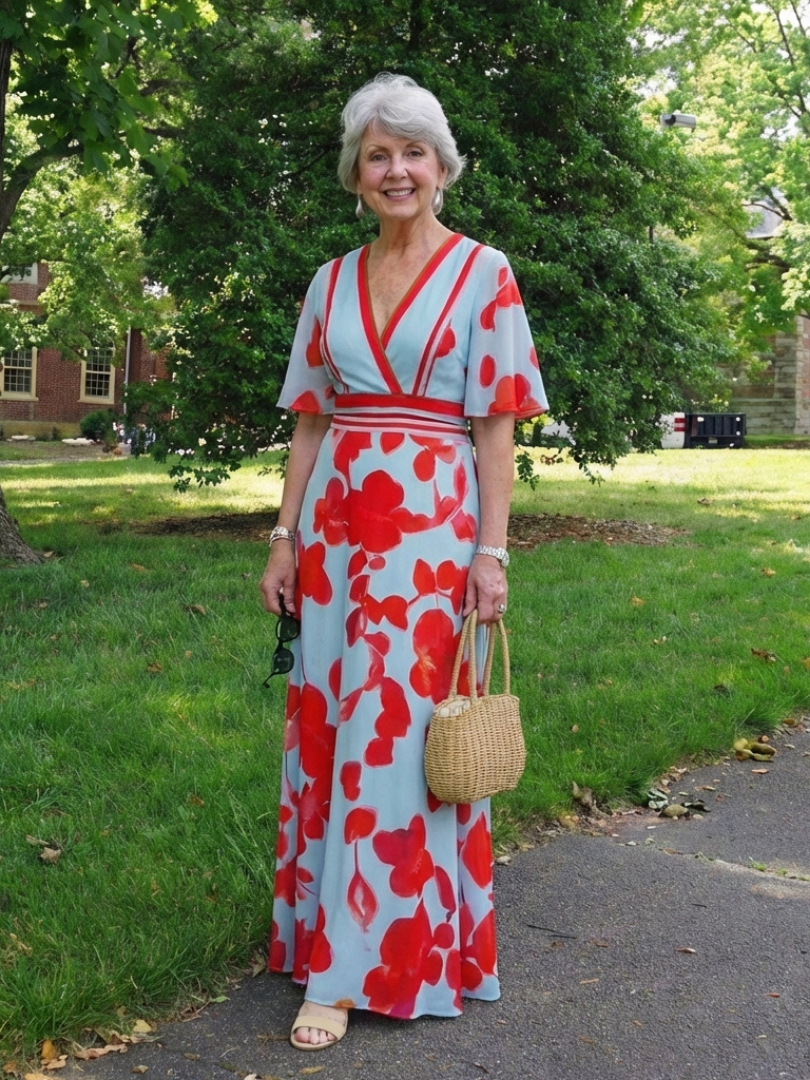 Isabelle | Robe maxi avec fleurs et décolleté en V