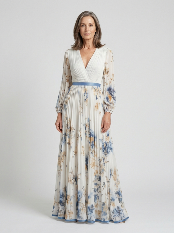 Angèle | Robe Maxi Fleurie à Manches Longues