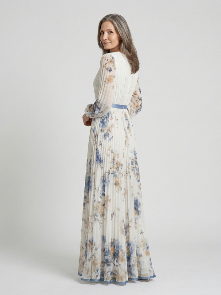 Angèle | Robe Maxi Fleurie à Manches Longues