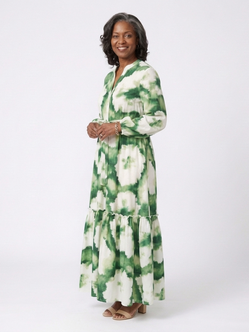 Paulette | Robe Maxi à Manches Longues avec Taille Nouée