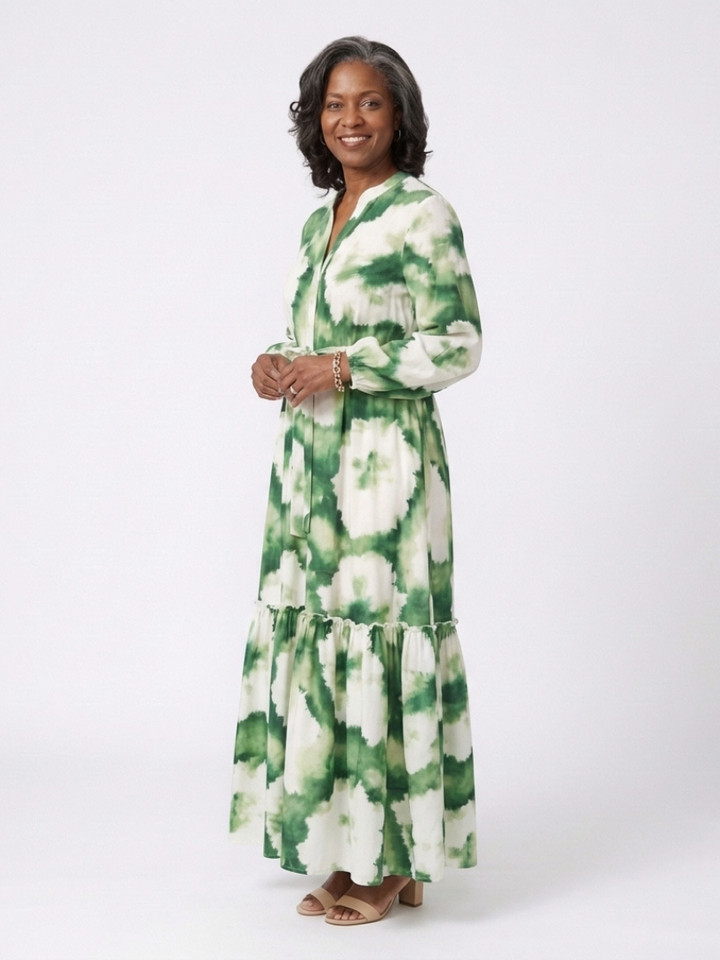 Paulette | Robe Maxi à Manches Longues avec Taille Nouée