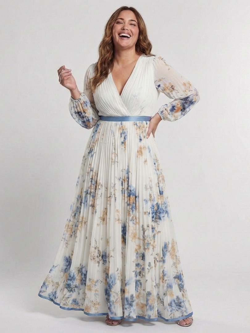 Angèle | Robe Maxi Fleurie à Manches Longues