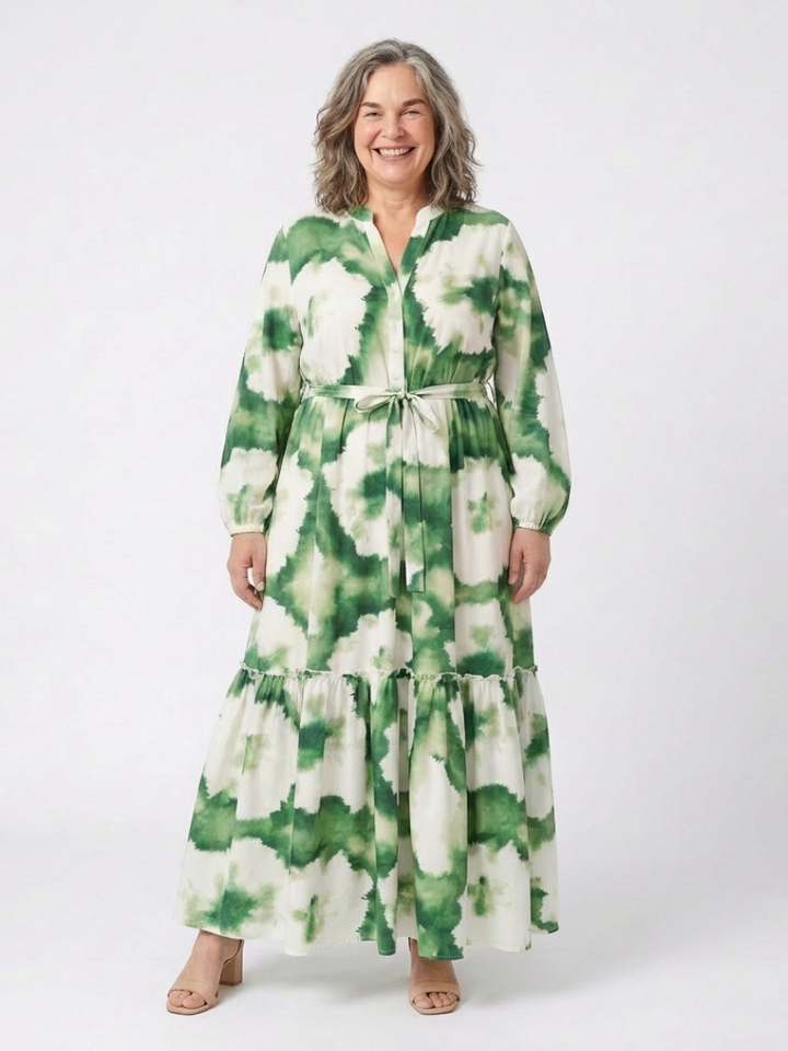 Paulette | Robe Maxi à Manches Longues avec Taille Nouée