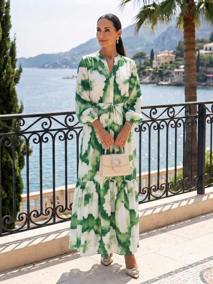 Paulette | Robe Maxi à Manches Longues avec Taille Nouée