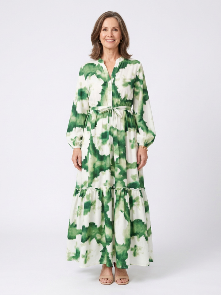 Paulette | Robe Maxi à Manches Longues avec Taille Nouée