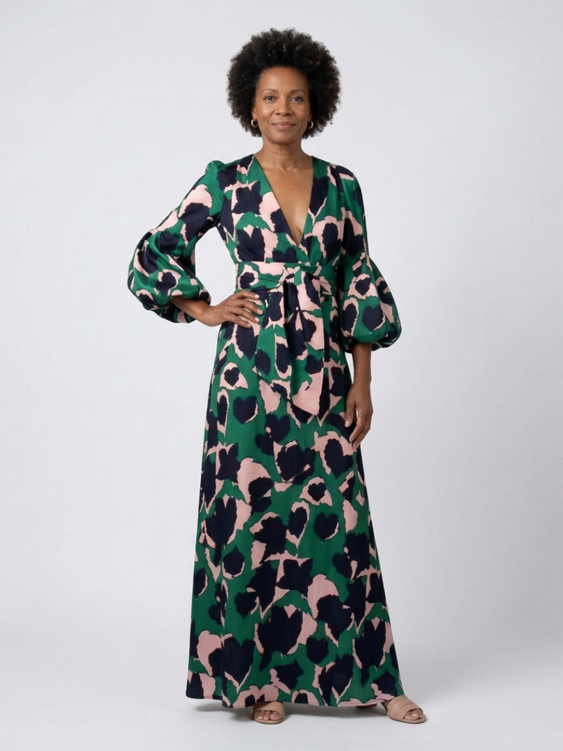 Henriette | Robe maxi à manches longues et taille nouée