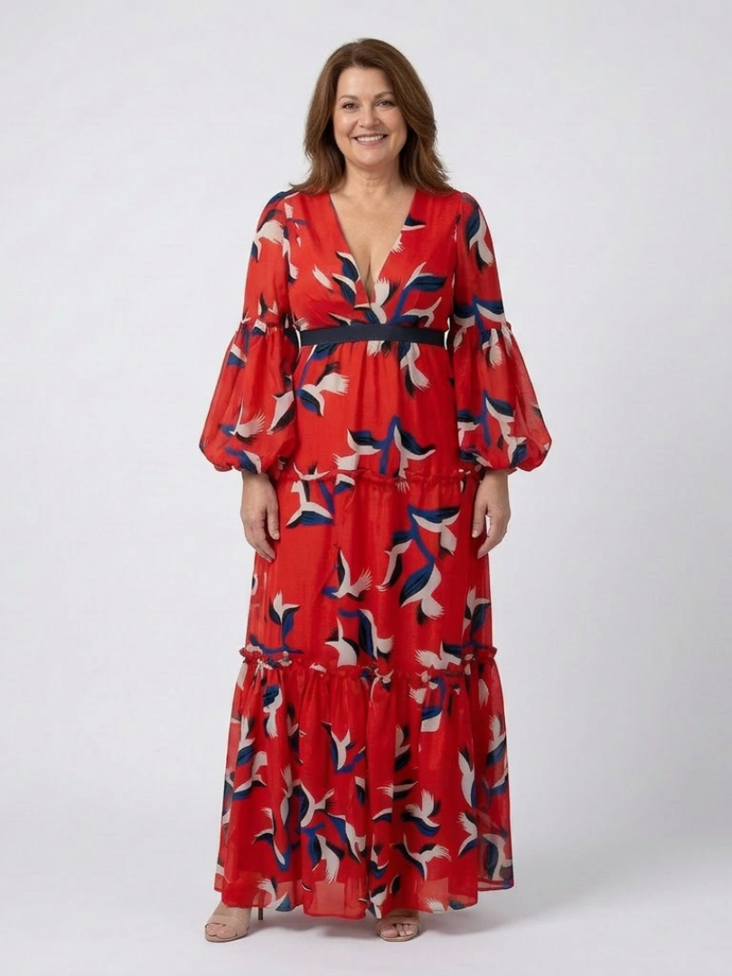 Henriette | Robe maxi à manches longues et taille nouée