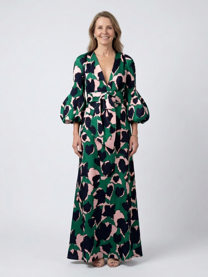 Henriette | Robe maxi à manches longues et taille nouée