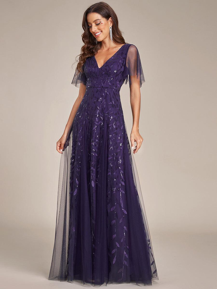 Prudence | Robe de Soirée Longue Romantique Étincelante avec Décolleté en V et Bretelles