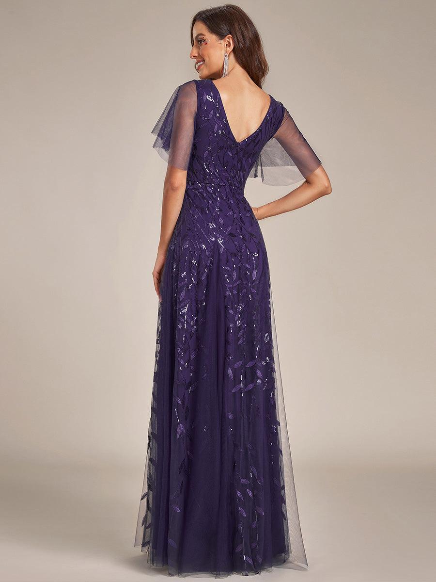 Prudence | Robe de Soirée Longue Romantique Étincelante avec Décolleté en V et Bretelles