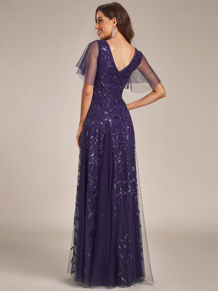 Prudence | Robe de Soirée Longue Romantique Étincelante avec Décolleté en V et Bretelles