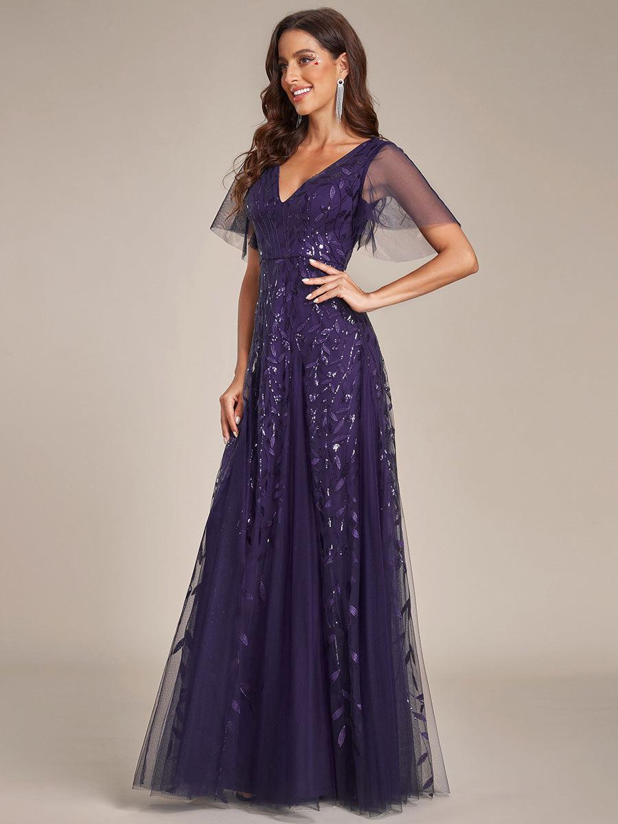 Prudence | Robe de Soirée Longue Romantique Étincelante avec Décolleté en V et Bretelles
