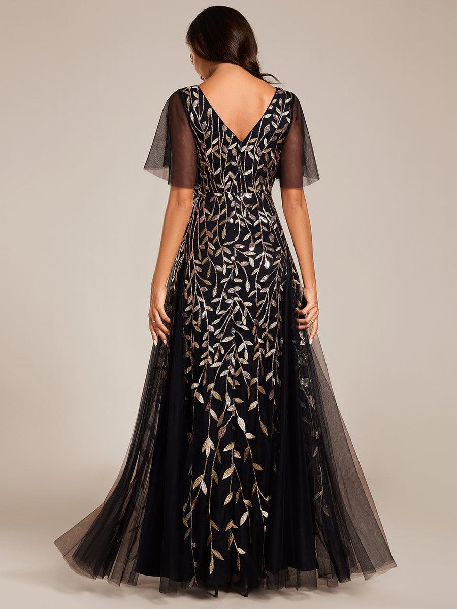 Prudence | Robe de Soirée Longue Romantique Étincelante avec Décolleté en V et Bretelles