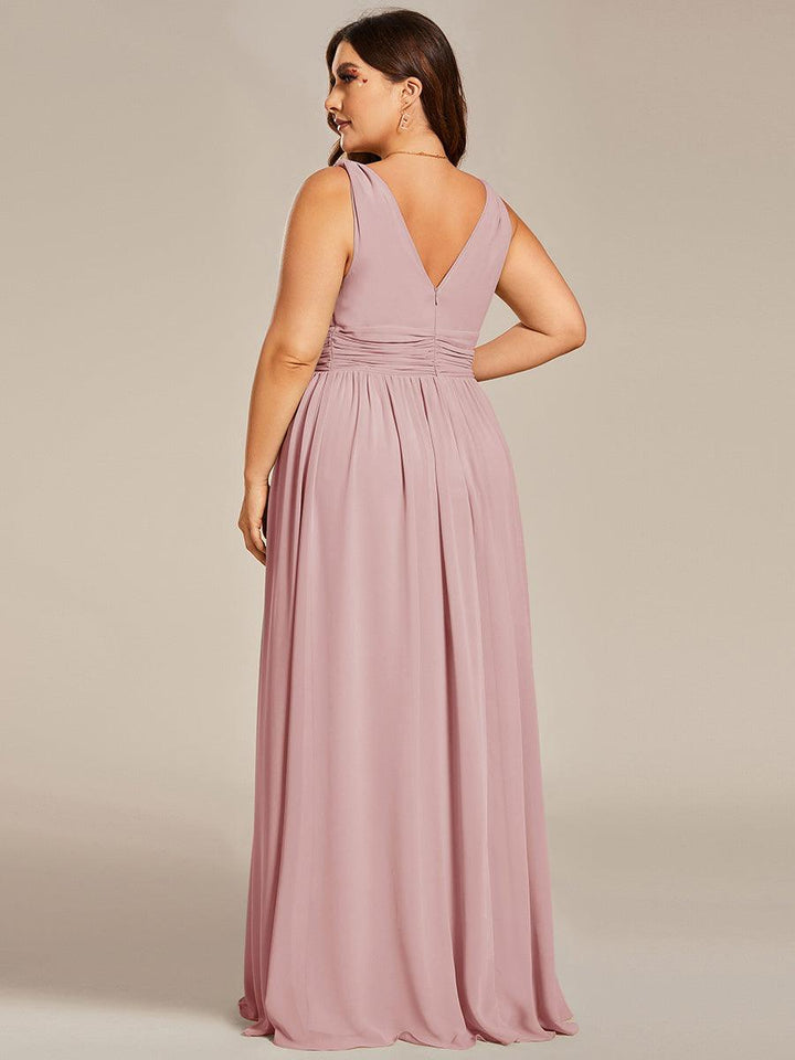 Sandrine | Robe de soirée plissée sans manches avec décolleté en V