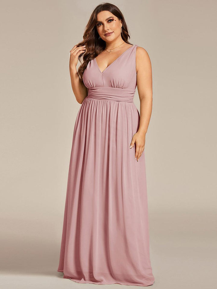 Sandrine | Robe de soirée plissée sans manches avec décolleté en V