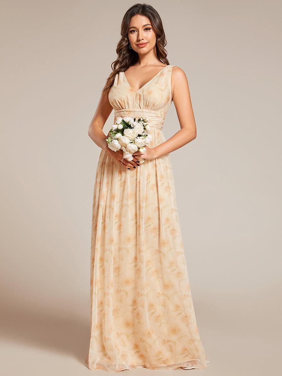 Sandrine | Robe de soirée plissée sans manches avec décolleté en V