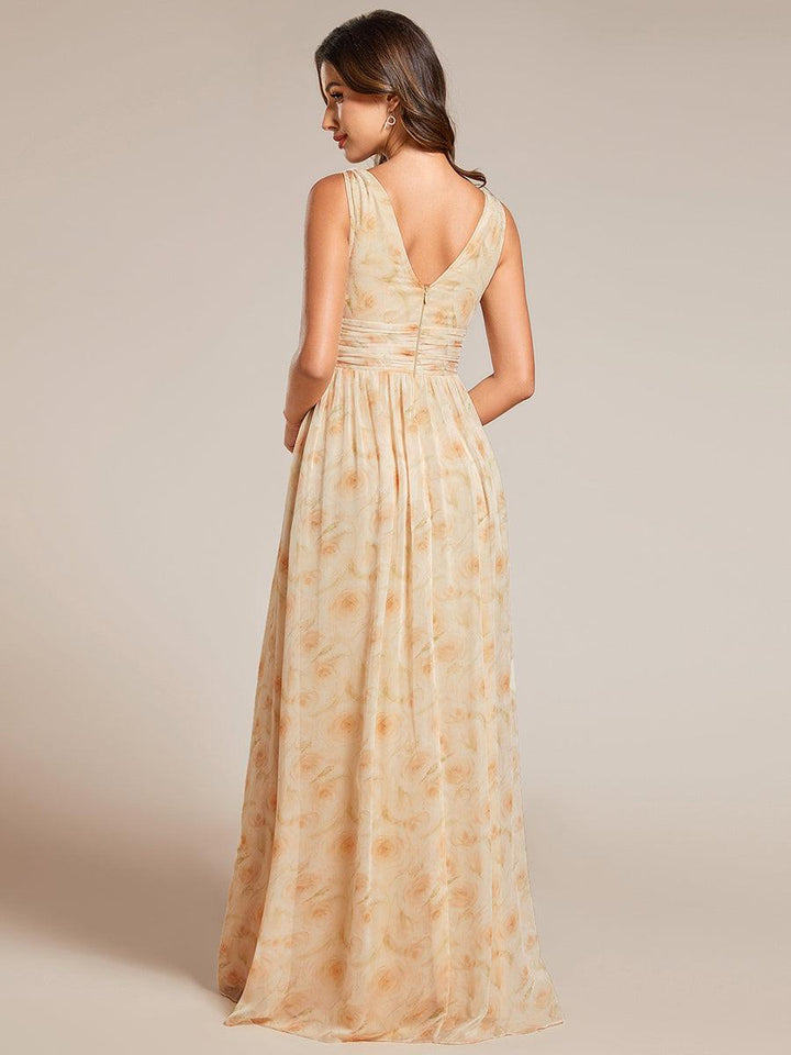 Sandrine | Robe de soirée plissée sans manches avec décolleté en V