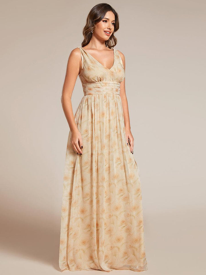 Sandrine | Robe de soirée plissée sans manches avec décolleté en V