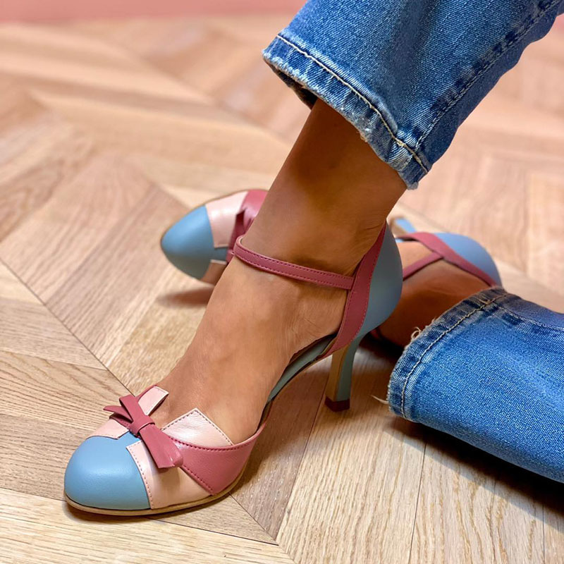 Sabine | Sandales colorées avec nœud et brides, à bout rond