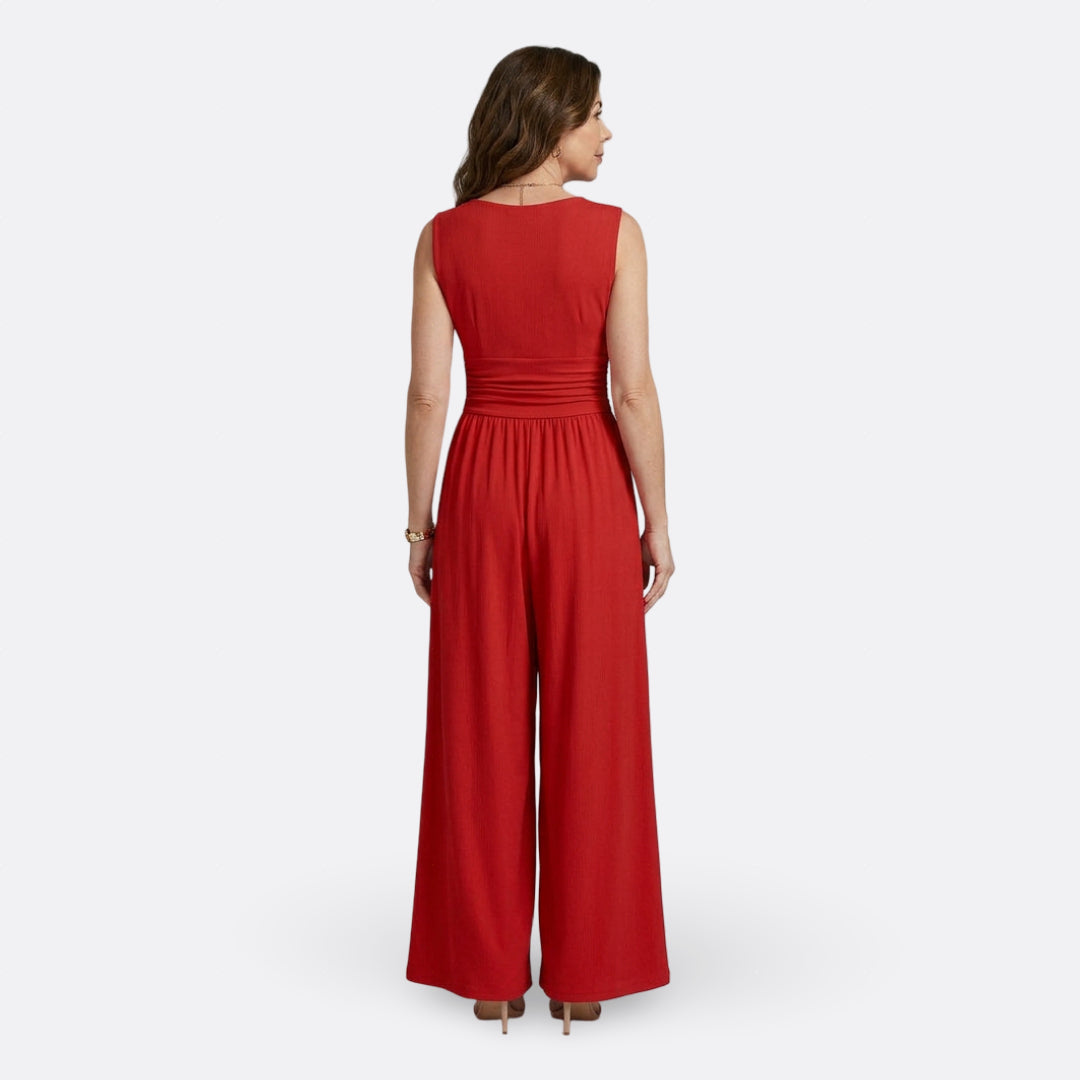 Judith - Combinaison Chic Sans Manches à Pantalon Larges