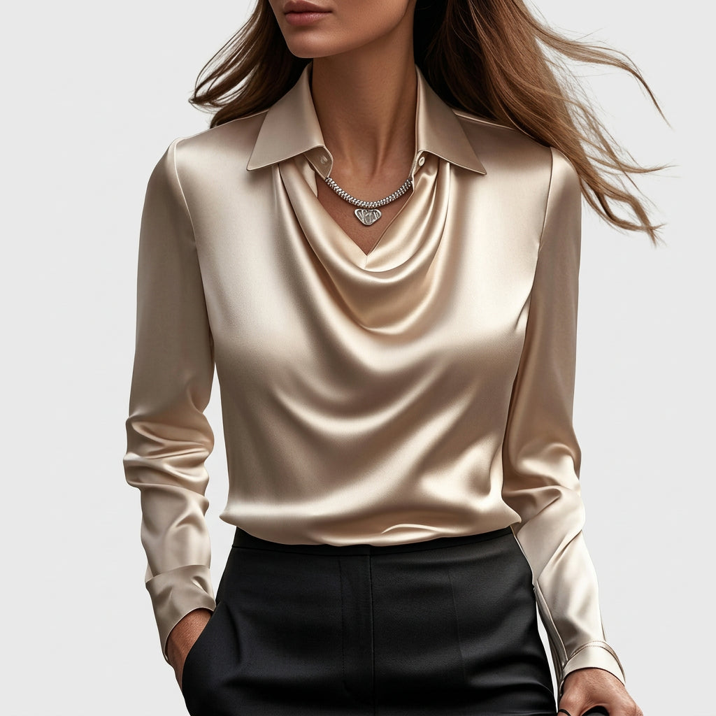 Wilhelmine | Blouse en Satin Luxueuse avec Col Doux