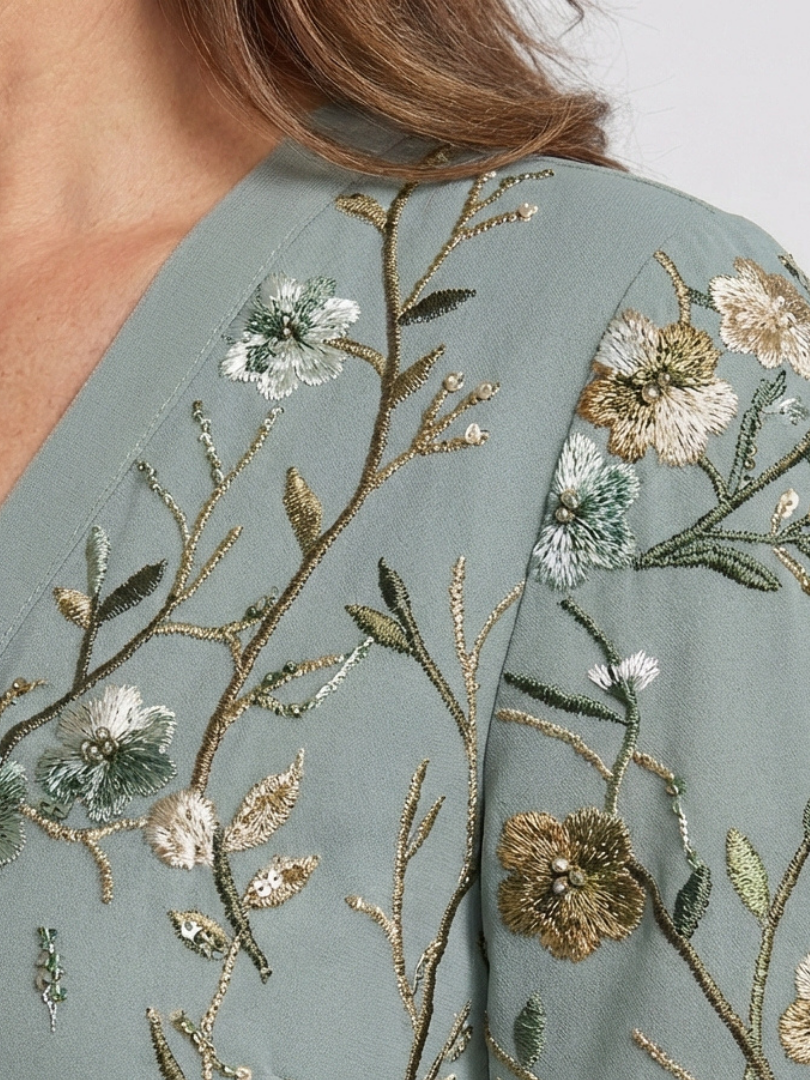 Céline | Robe maxi brodée avec décolleté en V